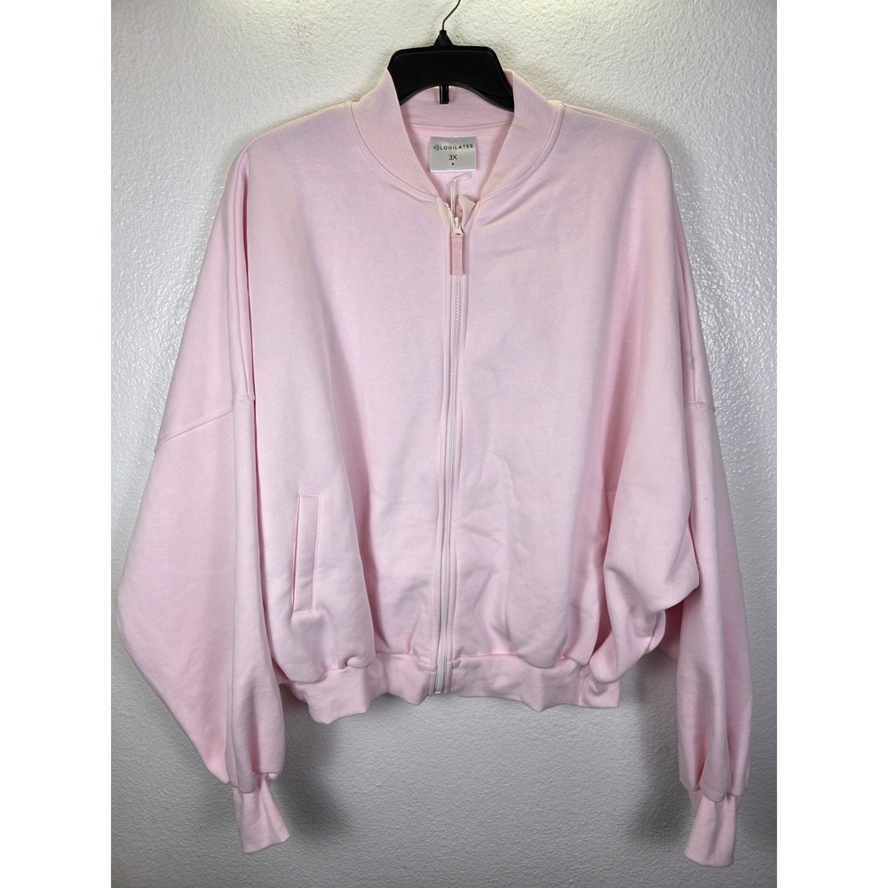 Blogilates Marshmallow Bomber Jacket Light Pink Full Zip Fleece Size 3X